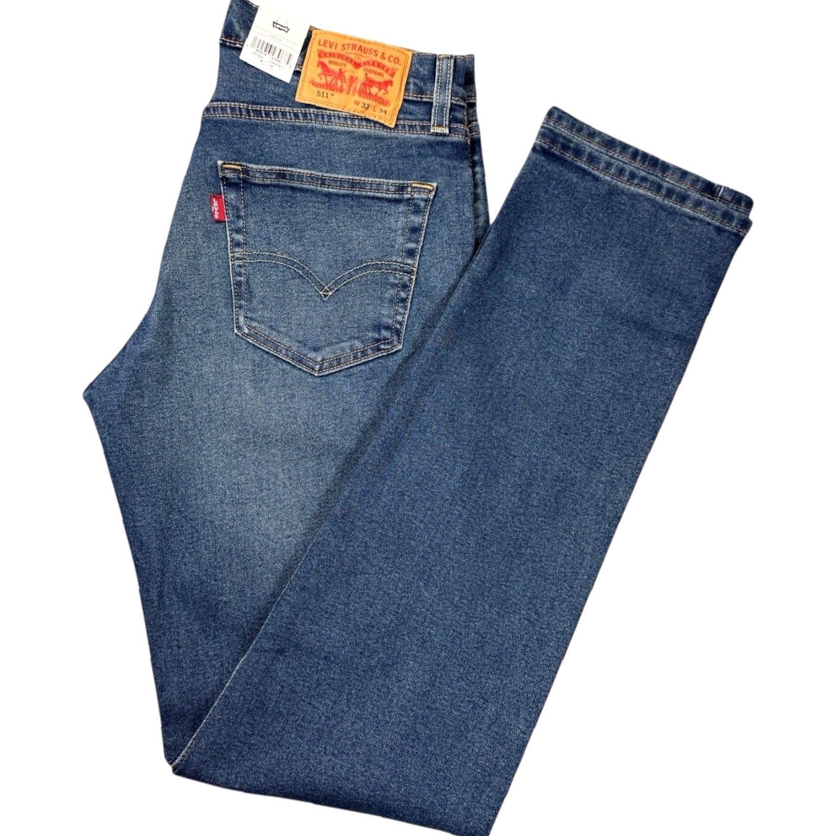 Levi's 511 Slim Fit Tapered Jeans Men Size 33x34 Medium Blue Denim - Main Image