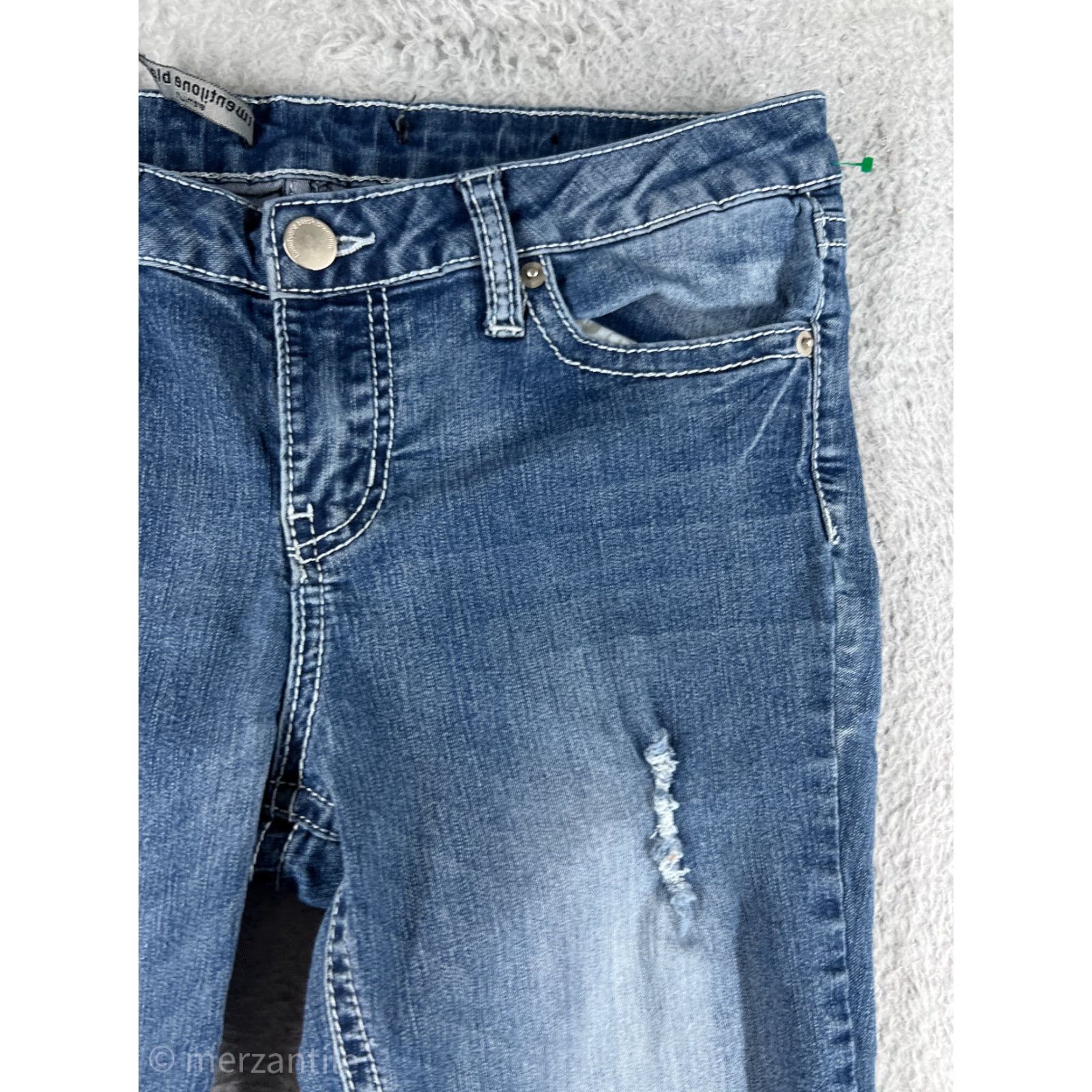 Denime Vintage Rue Women's Blue Denim Bootcut Jeans Size 6 Distressed Stretch 28in Inseam Size 28" / US 6 / IT 42 - 6 Thumbnail