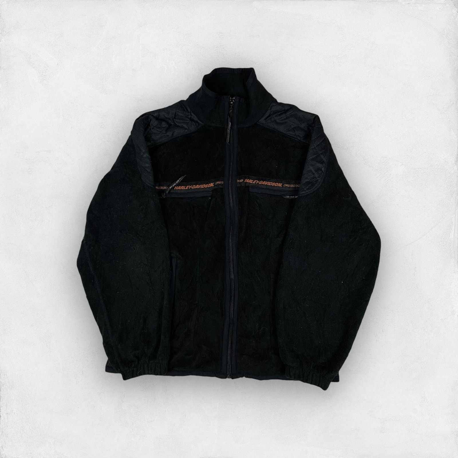 Harley Davidson × Vintage Vintage Harley-Davidson Men's Black Full Zip Fleece Jacket S Size US S / EU 44-46 / 1 - 1 Thumbnail