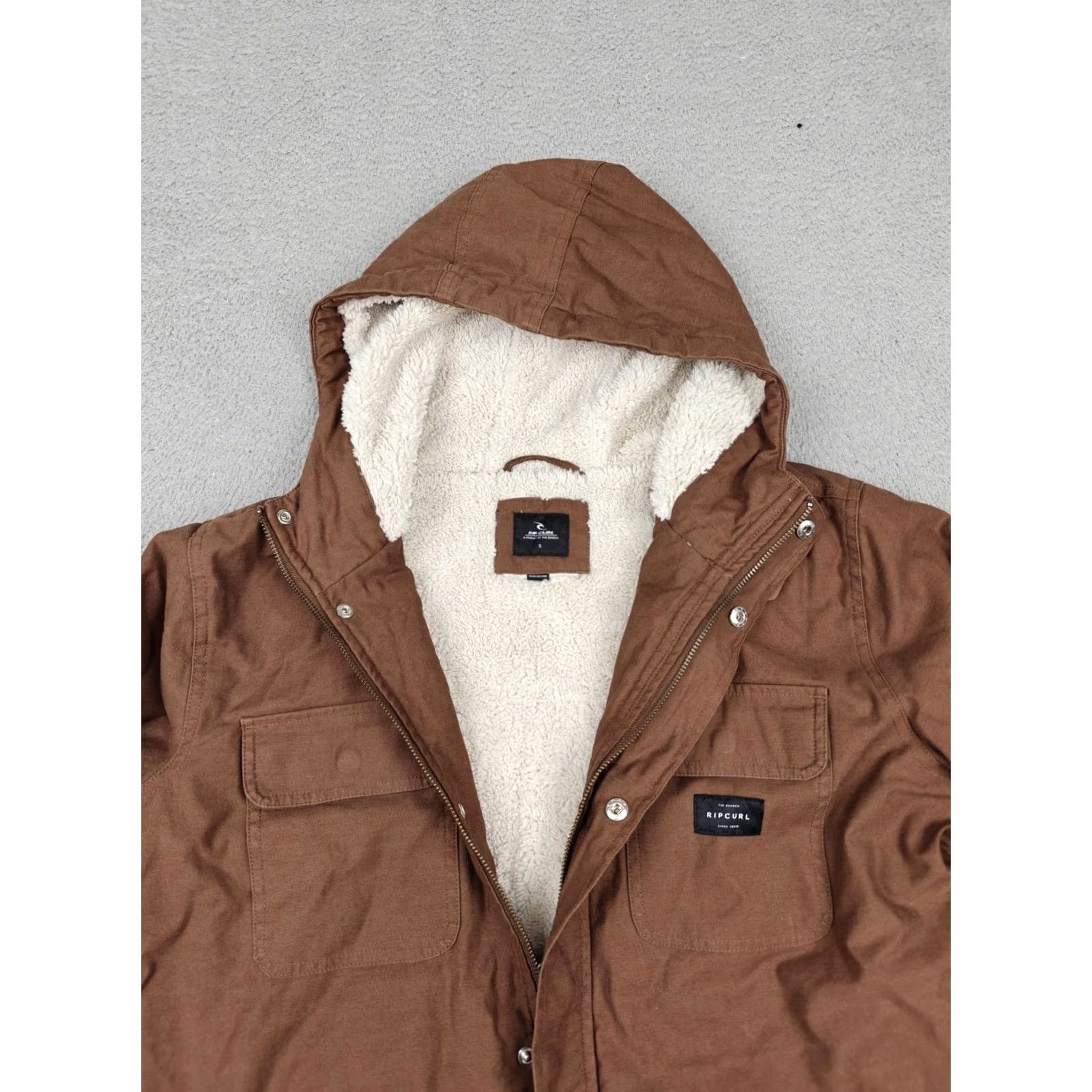 Rip Curl Rip Curl Jacket Mens Small Brown Hooded Rolling Thunder Sherpa Lined Canvas New Size US S / EU 44-46 / 1 - 3 Thumbnail