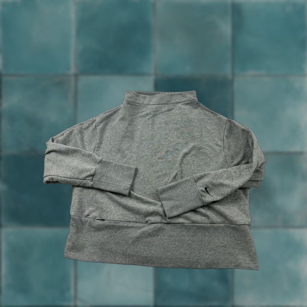 Nike Nike Sweatshirt Womens Large Gray Mock Boat Neck Zip Pocket Pullover Front Zipped Pocket Size L / US 10 / IT 46 - 1 Thumbnail