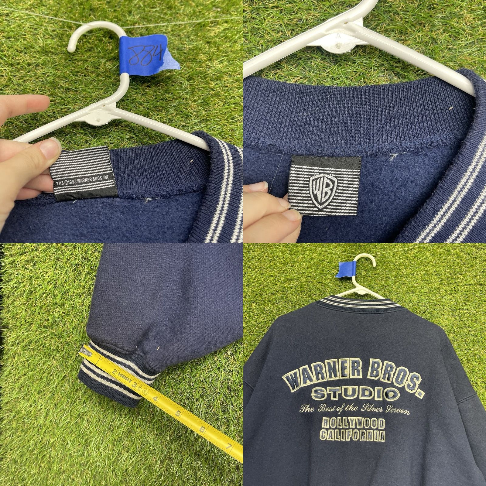 Vintage VINTAGE Warner Bros Studio Jacket Mens L Blue Logo 90s Varsity Cotton Jacket Coats Staten? Size US L / EU 52-54 / 3 - 8 Thumbnail