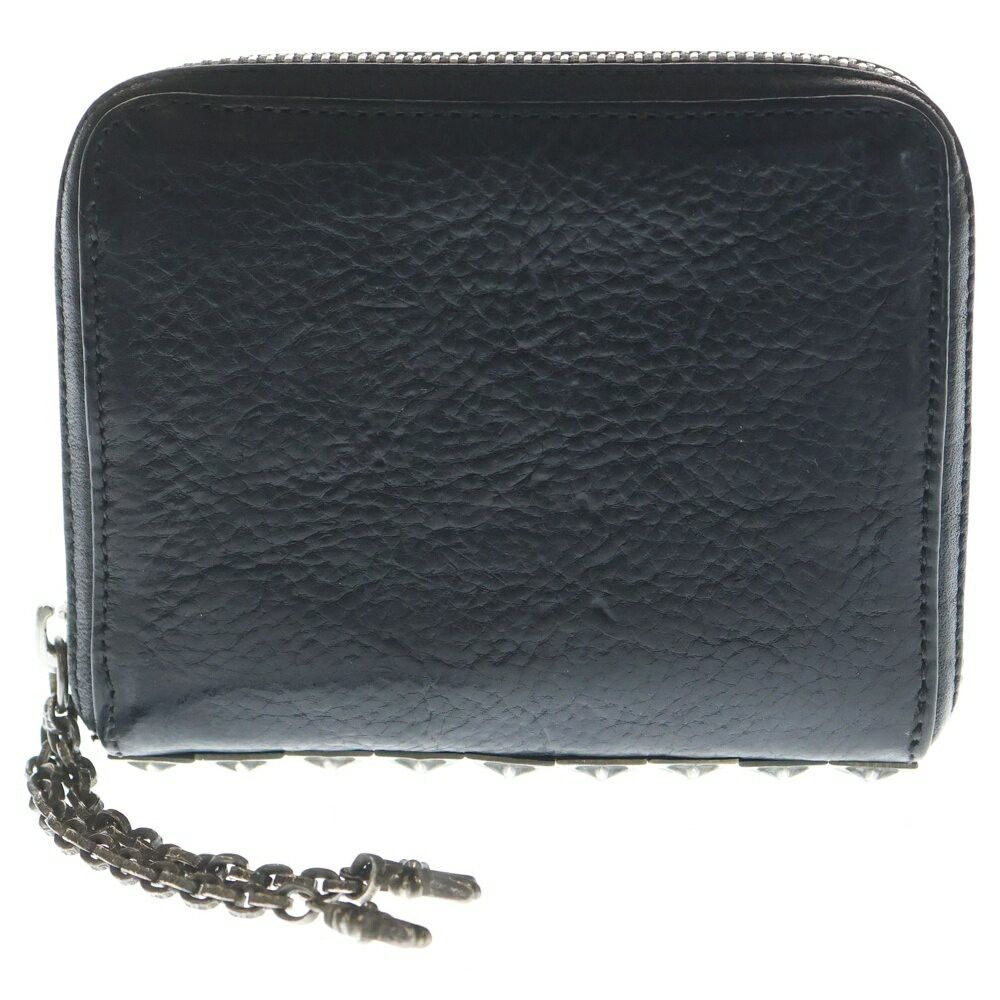 Chrome Hearts 3 Side Zip Pyramid Stud Leather Compact Wallet