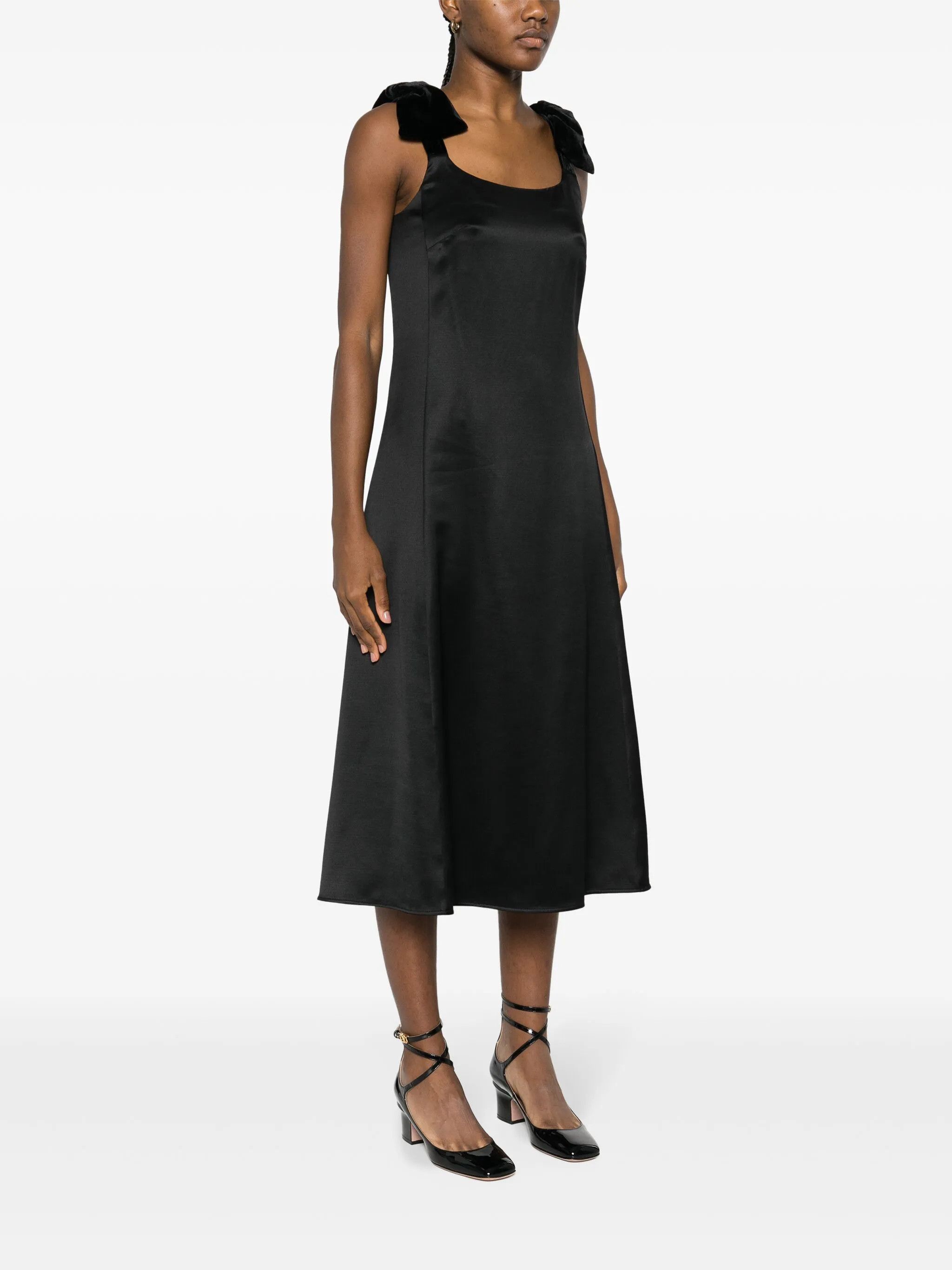 Chloe o1loc1c0425 CHC24 Midi Dress in Black Size S / US 4 / IT 40 - 3 Thumbnail