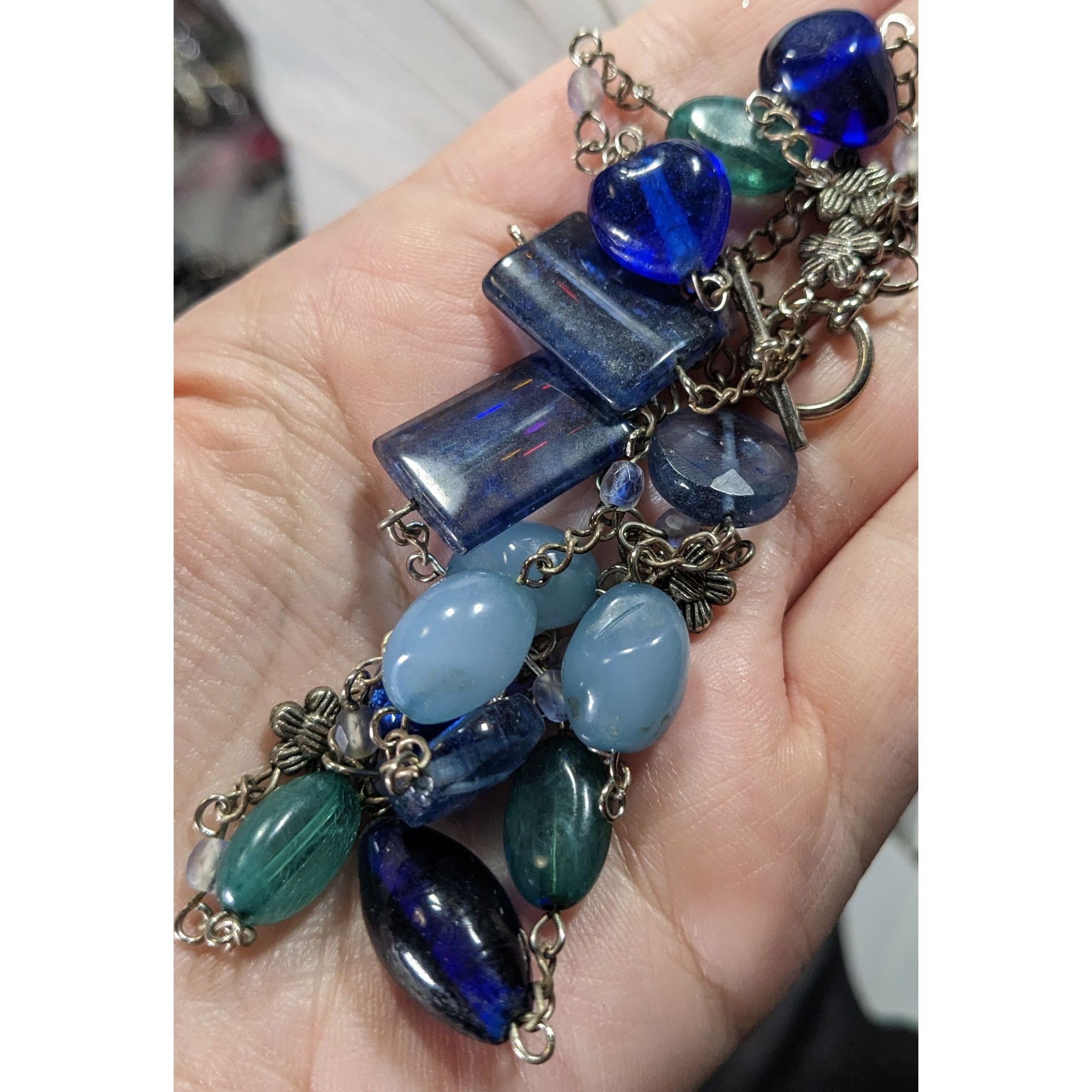 Other Floral Station Necklace Blue & Green Beaded Necklace With To Size ONE SIZE - 3 Thumbnail