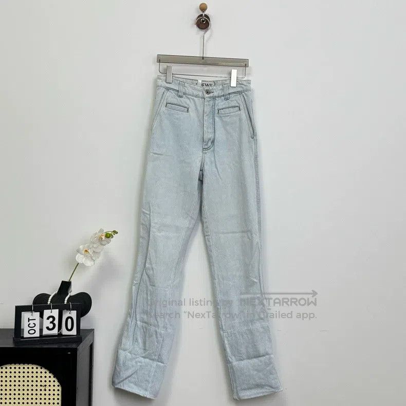 Loewe Loewe Blue Turn-up Leather Patch Logo Jeans Size US 32 / EU 48 - 2 Thumbnail