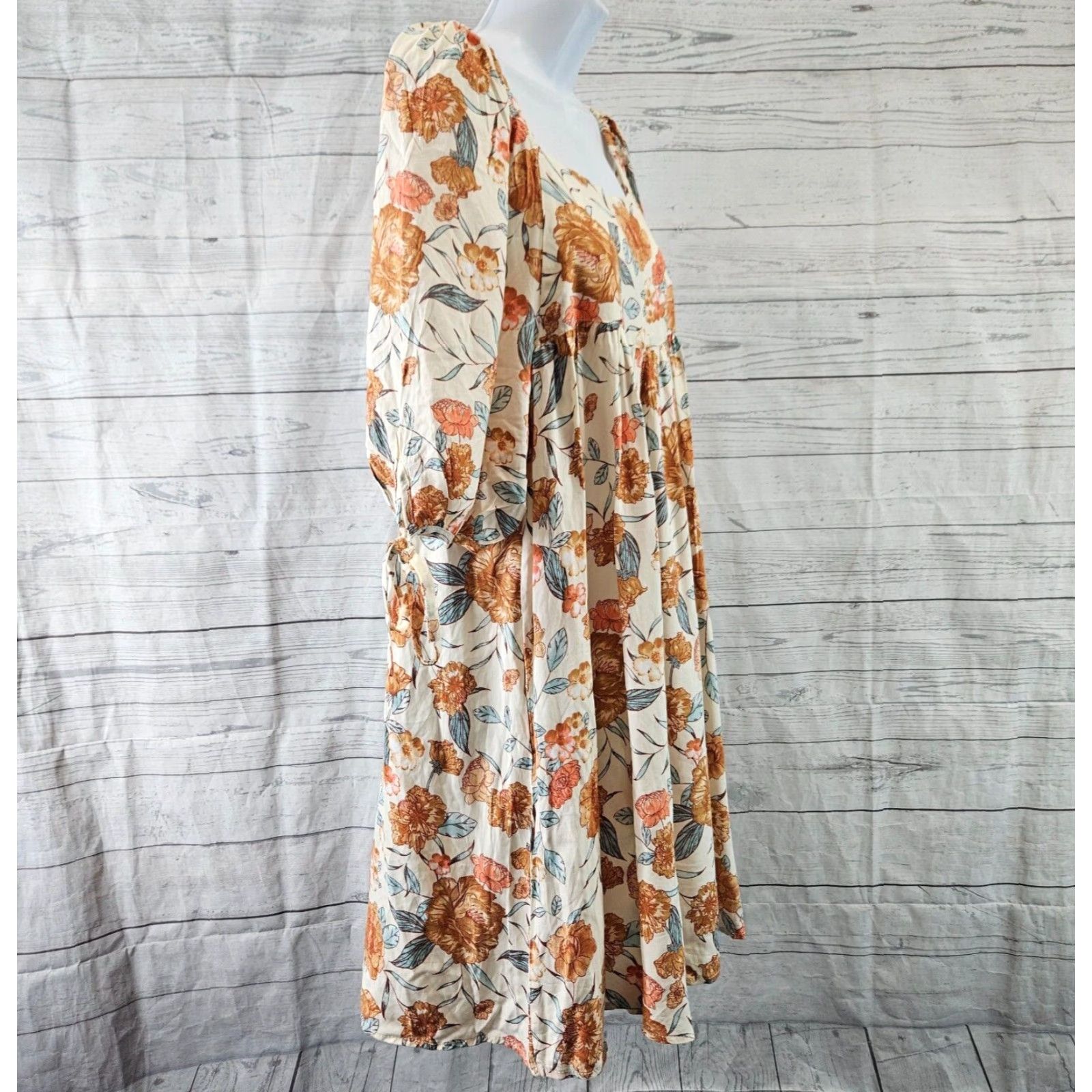Vintage Hayden Womens Dress Small Cream Pink Floral 3/4 Sleeve Rayon Size S / US 4 / IT 40 - 3 Thumbnail