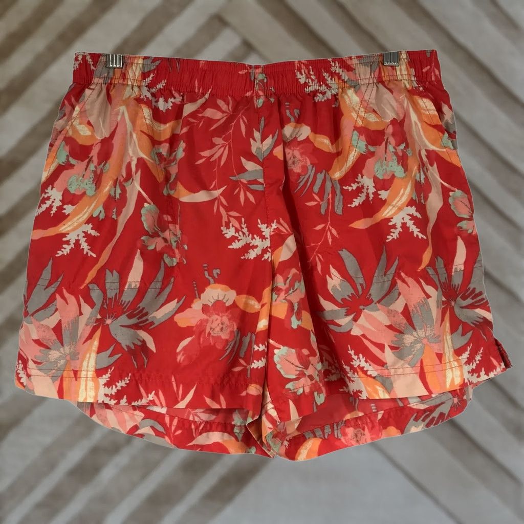 Vintage COLUMBIA Orange Floral Nylon Swim Trunks Shorts Large Mens Size US 33 - 1 Thumbnail