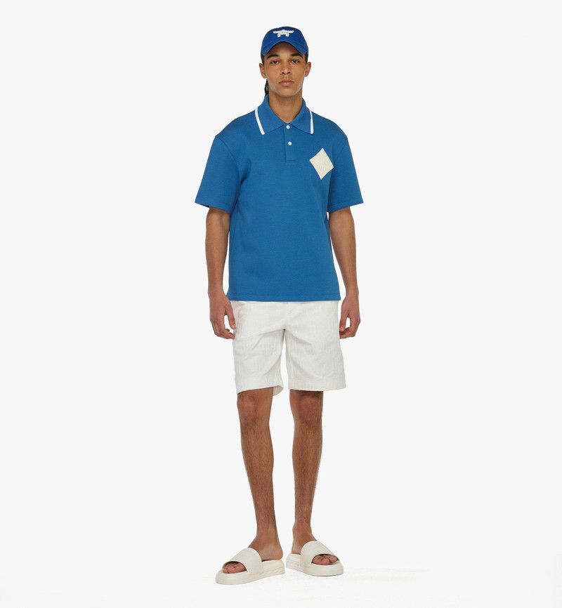 MCM o1mt1gz0126 Logo Patch Piqué Polo Shirt in Blue Size M / US 6-8 / IT 42-44 - 2 Thumbnail