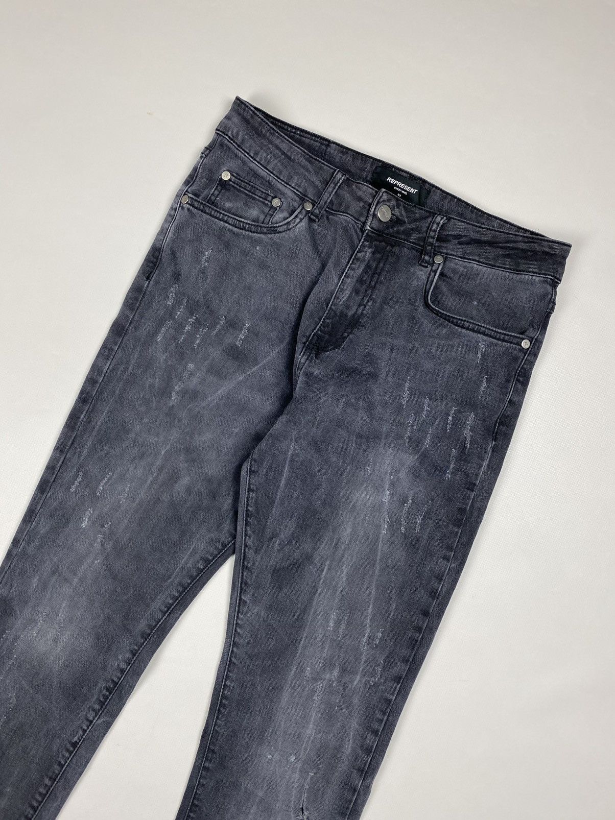 Represent Clo. Represent men’s Repaired Distressed Skinny Denim Jeans Size US 32 / EU 48 - 2 Thumbnail