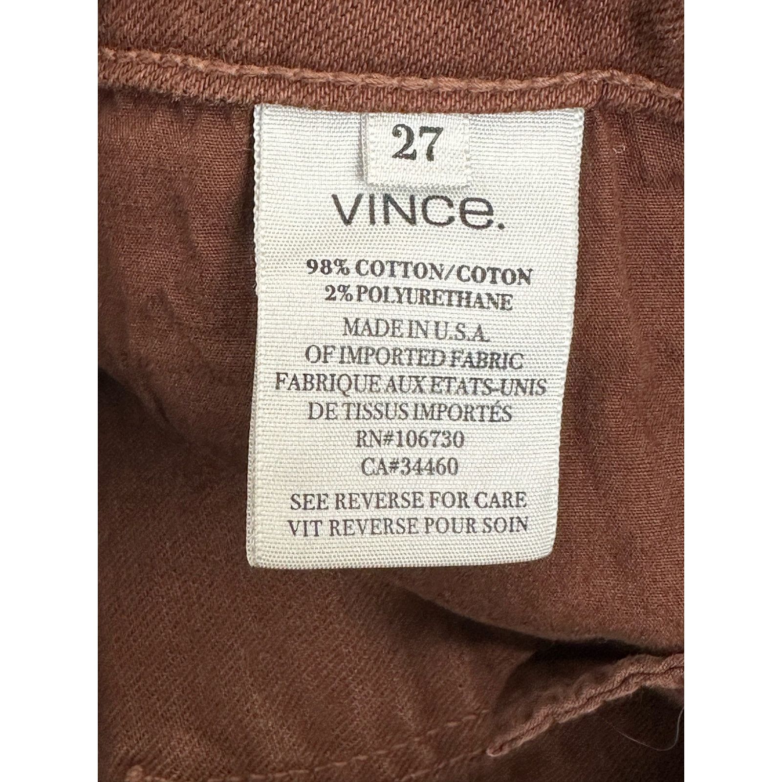 Vince Vince. Lola Stonepipe coated brown skinny jeans size 27 Size 27" / US 4 / IT 40 - 4 Thumbnail