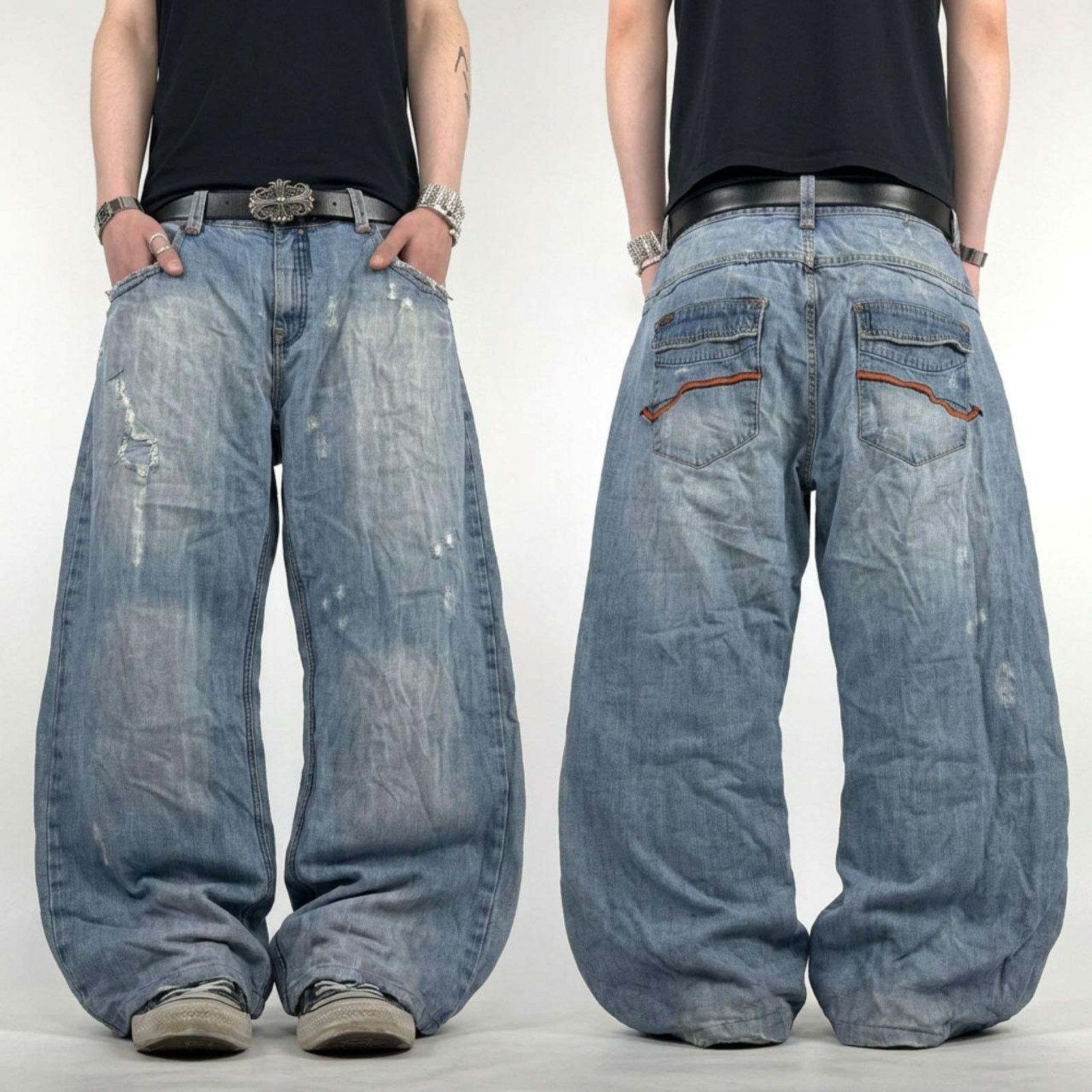Japanese Brand × Pepe Jeans × Vintage Vintage y2k pepe baggy wide leg embroidered skater jeans Size US 42 / EU 58 - 1 Thumbnail