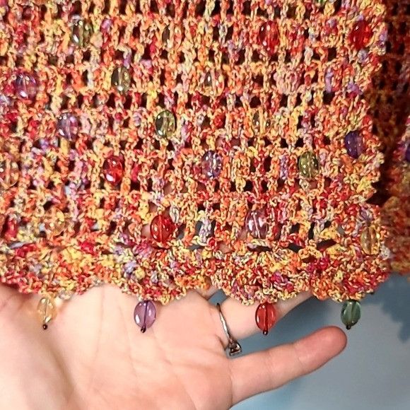Vintage Cynthia Steffe Knit Art to Wear Cardigan Beaded Rainbow Gran Size XL / US 12-14 / IT 48-50 - 2 Thumbnail