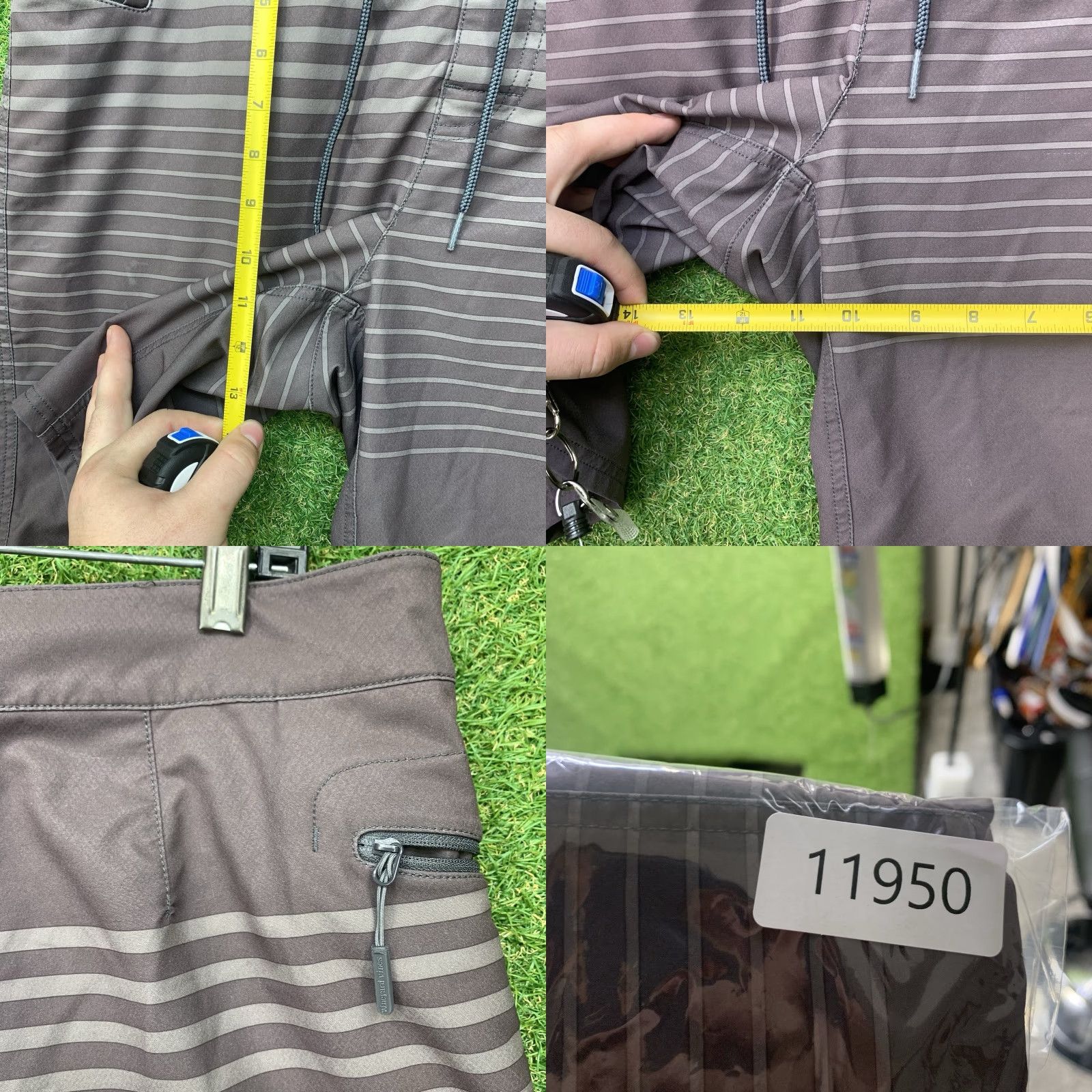 Vineyard Vines Vineyard Vines Performance Shorts Mens L Green AOP Striped Swim Casual Chino Breathable Pockets 9in Inseam Regular Front Button Zipper Logo Belt Loops Size US 33 - 8 Thumbnail
