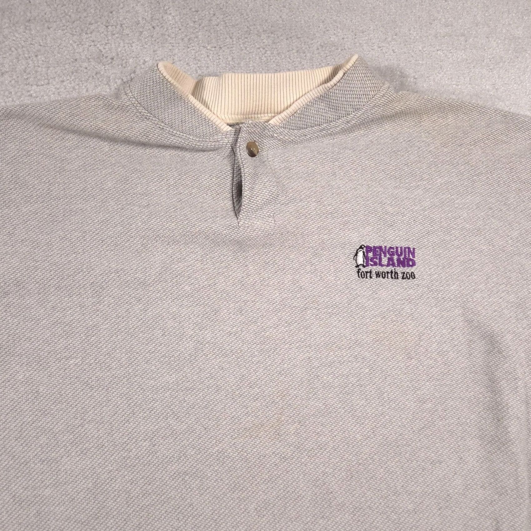 Vintage VINTAGE Time Square Sportswear Penguin Island Fort Worth Zoo Sweatshirt Mens XL Gray Henley Button 100% Cotton USA Size US XL / EU 56 / 4 - 3 Thumbnail