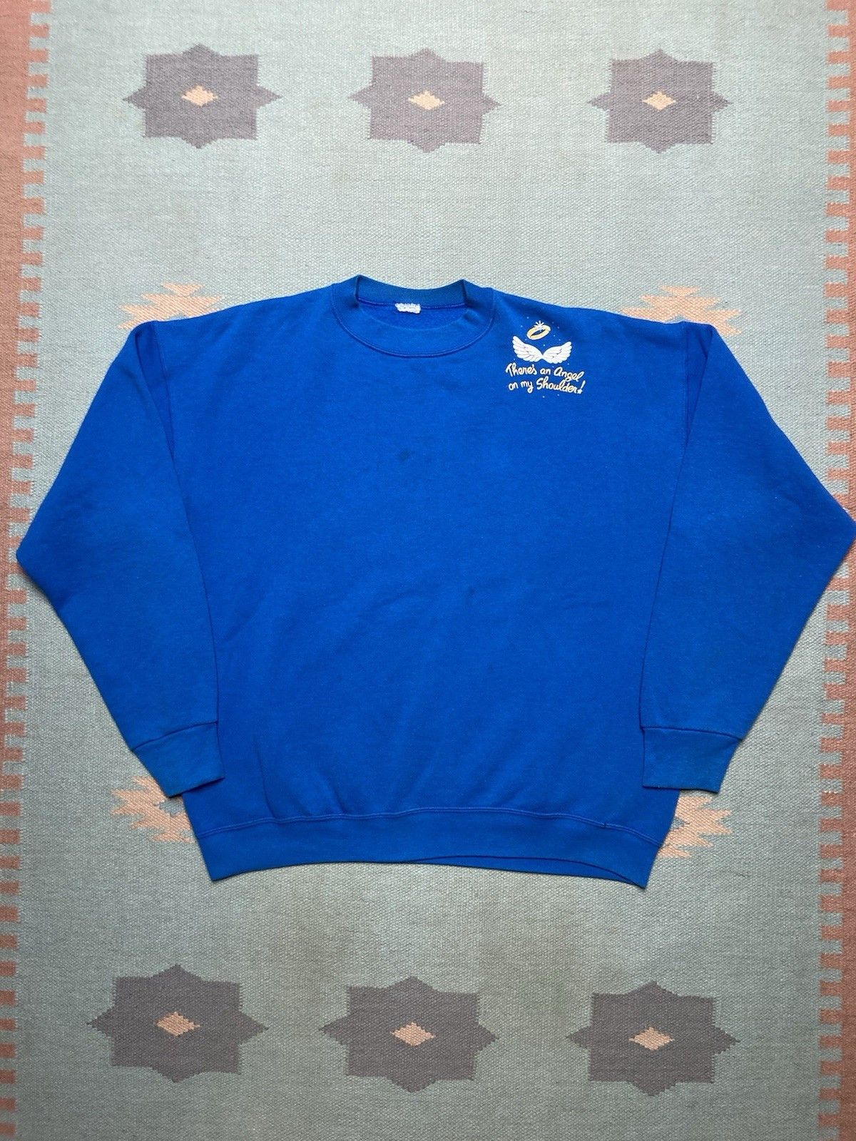 Vintage 90s crewneck sweatshirt there’s angel on my shoulder cute XL Size US XL / EU 56 / 4 - 1 Thumbnail
