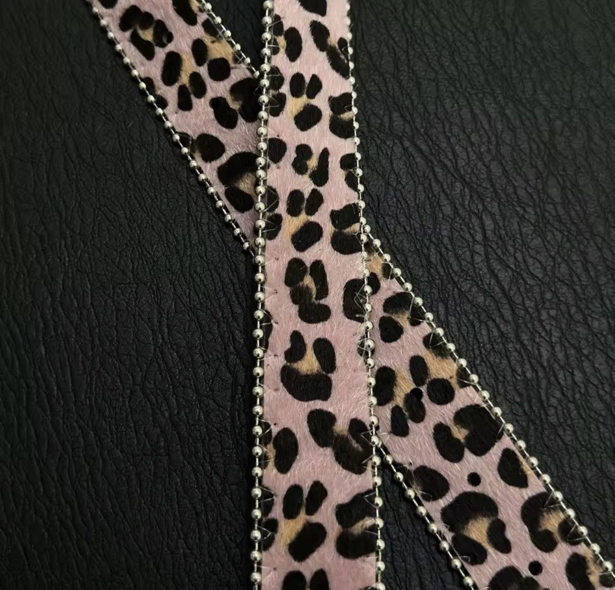 Leather Retro Light Pink Leopard Print Pu Leather Belt Size ONE SIZE - 3 Thumbnail