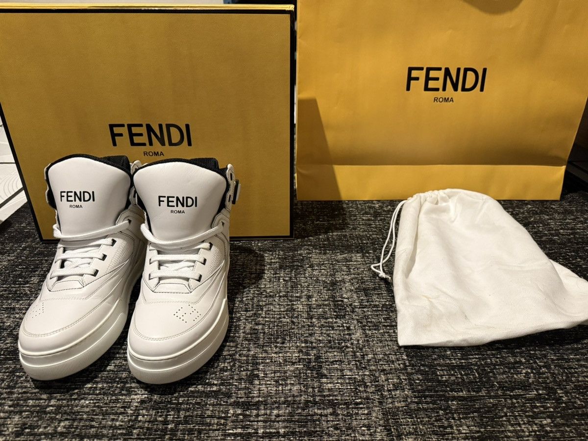 Fendi Tennis Fendi Leather Hightop Sneakers Model 7e1397a0u3f0454 Size US 8 / EU 41 - 1 Thumbnail