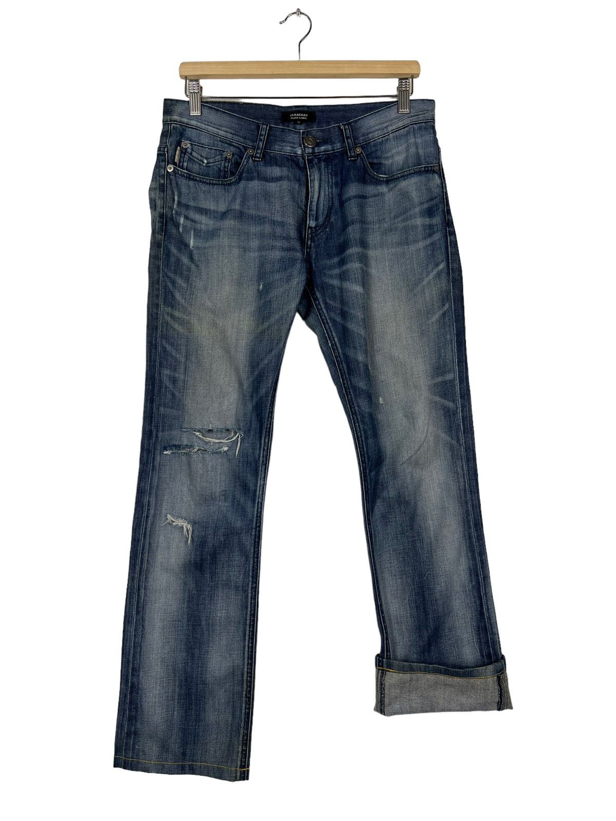 Burberry 🔥 BURBERRY BLACK LABEL DYED DISTRESSED DENIM JEANS Size US 33 - 9 Thumbnail