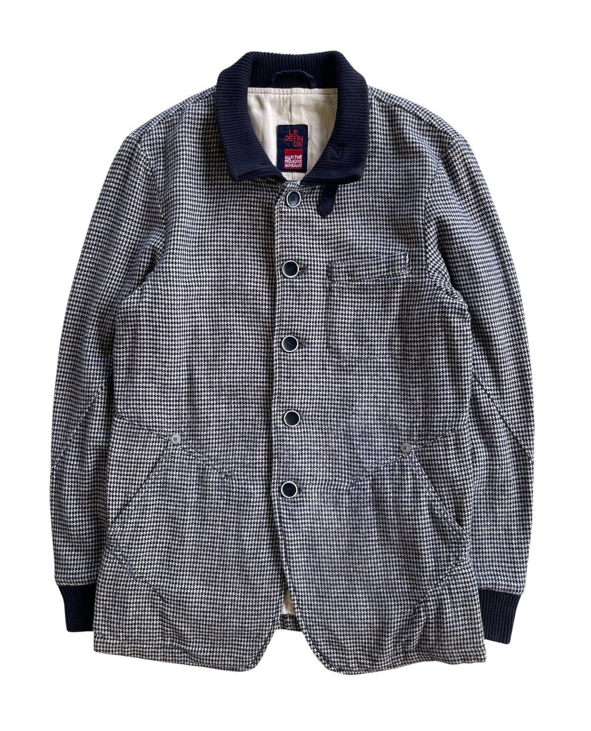 Marithe + Francois Girbaud MFG Short Coat Navy Houndstooth Jacket Size US M / EU 48-50 / 2 - 1 Thumbnail