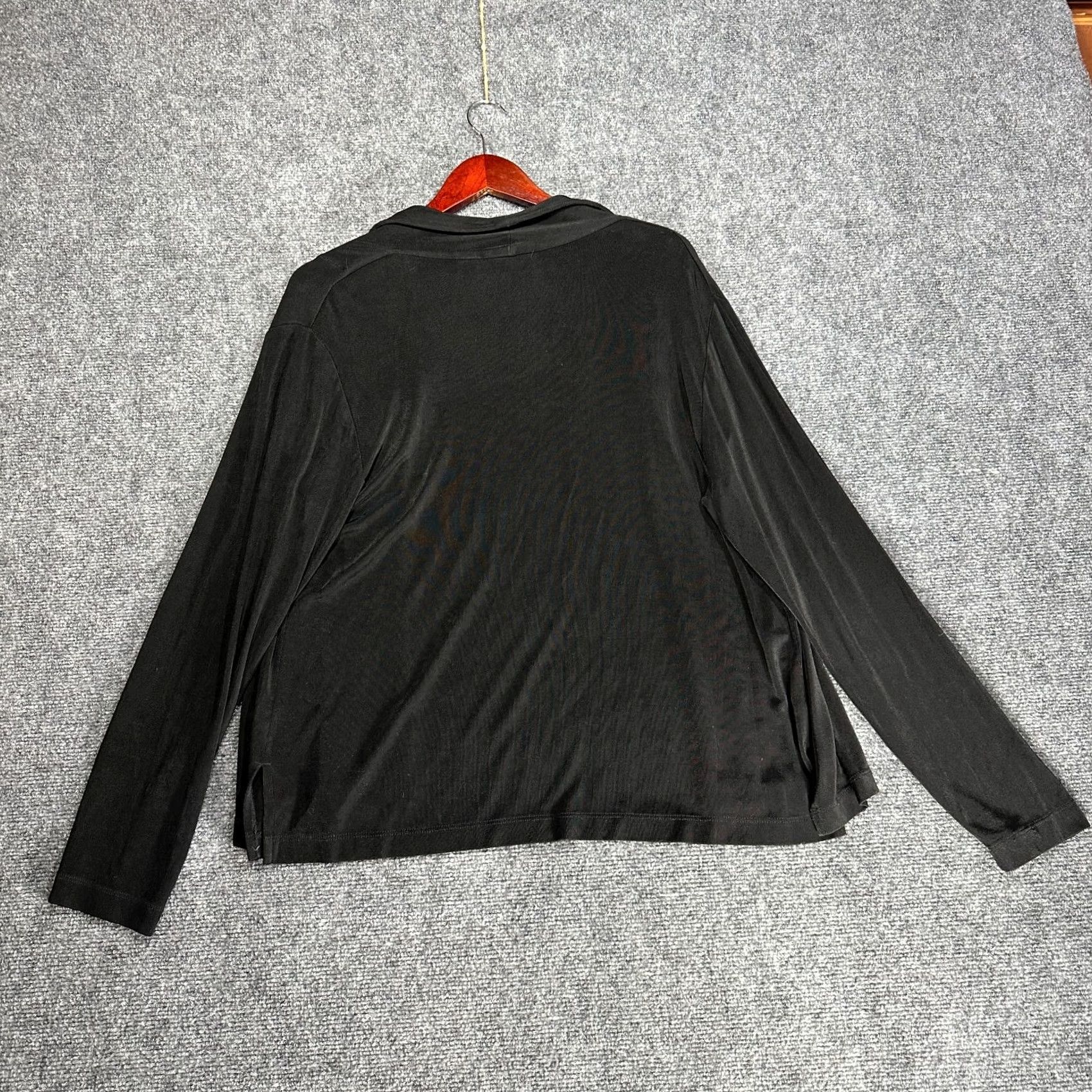 Vintage Chicos Travelers Cardigan Womens Large Black Stretch Knit Open Front Split Hem Size L / US 10 / IT 46 - 6 Thumbnail