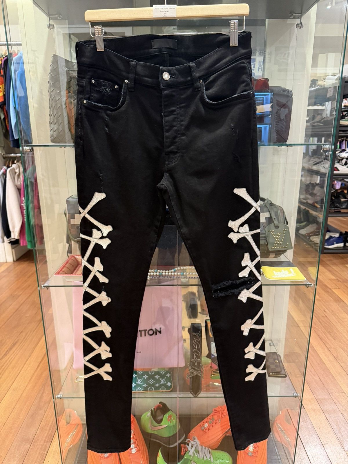 Amiri Amiri Silver Bone Patch Denim Jeans Size US 34 / EU 50 - 1 Thumbnail