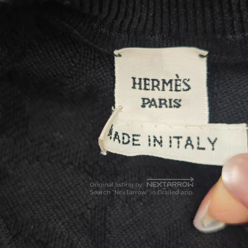 Hermes Hermes Black Full Logo Half Silk Knit Short Sleeve Size XS / US 0-2 / IT 36-38 - 5 Thumbnail