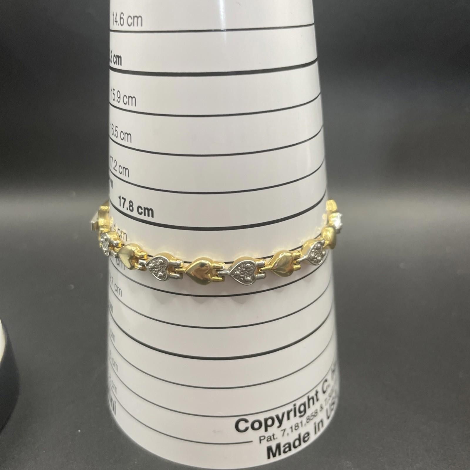 Unknown London Unmarked Gold & Silver Tone Heart Bracelet 6mm 7 1/4 Inches Size ONE SIZE - 4 Thumbnail