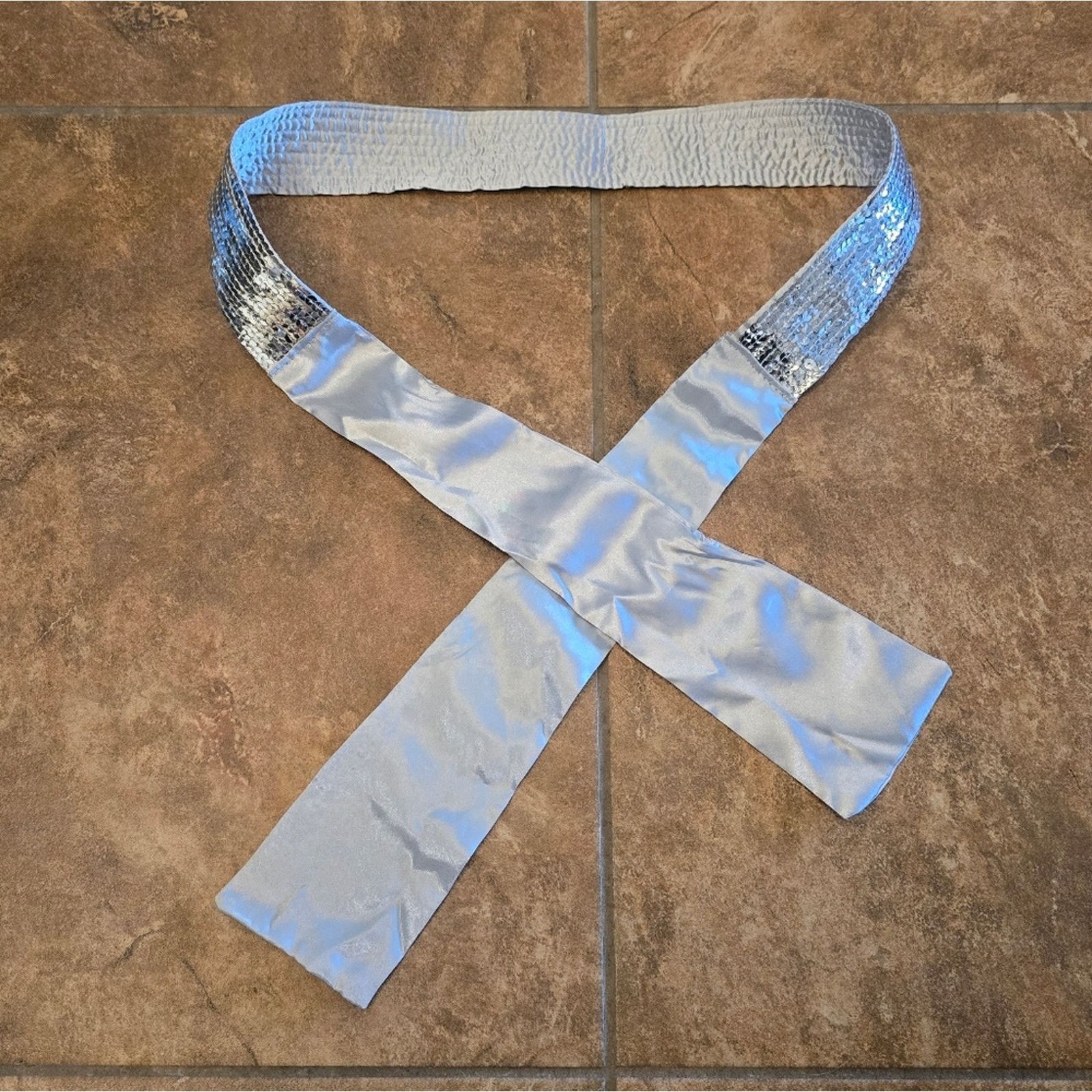 Other Light Grey Sequined 56 Sash Belt Size ONE SIZE - 1 Thumbnail