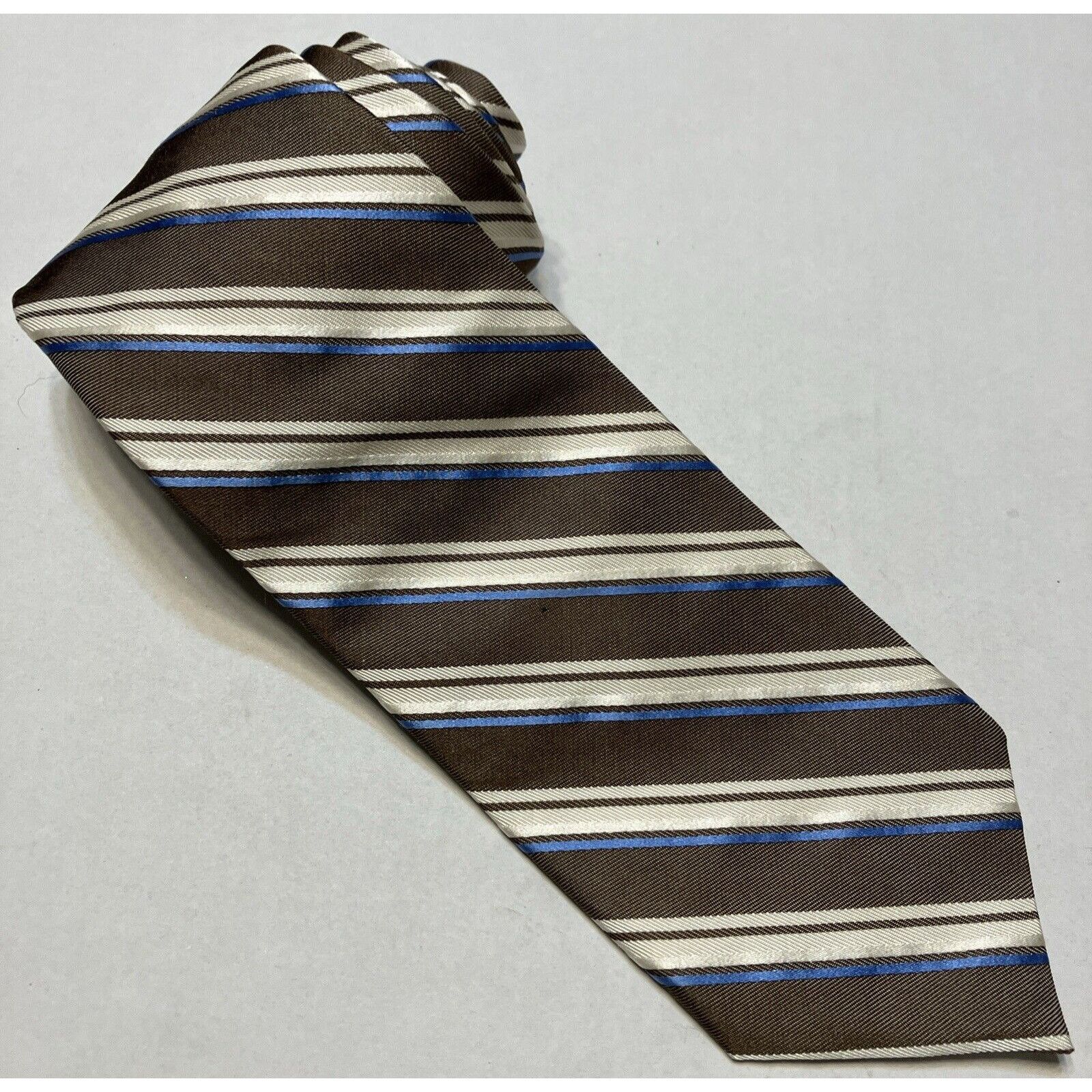 Brooks Brothers Brooks Brothers Tie Brown Blue Striped Business Formal Dance Size ONE SIZE - 1 Thumbnail