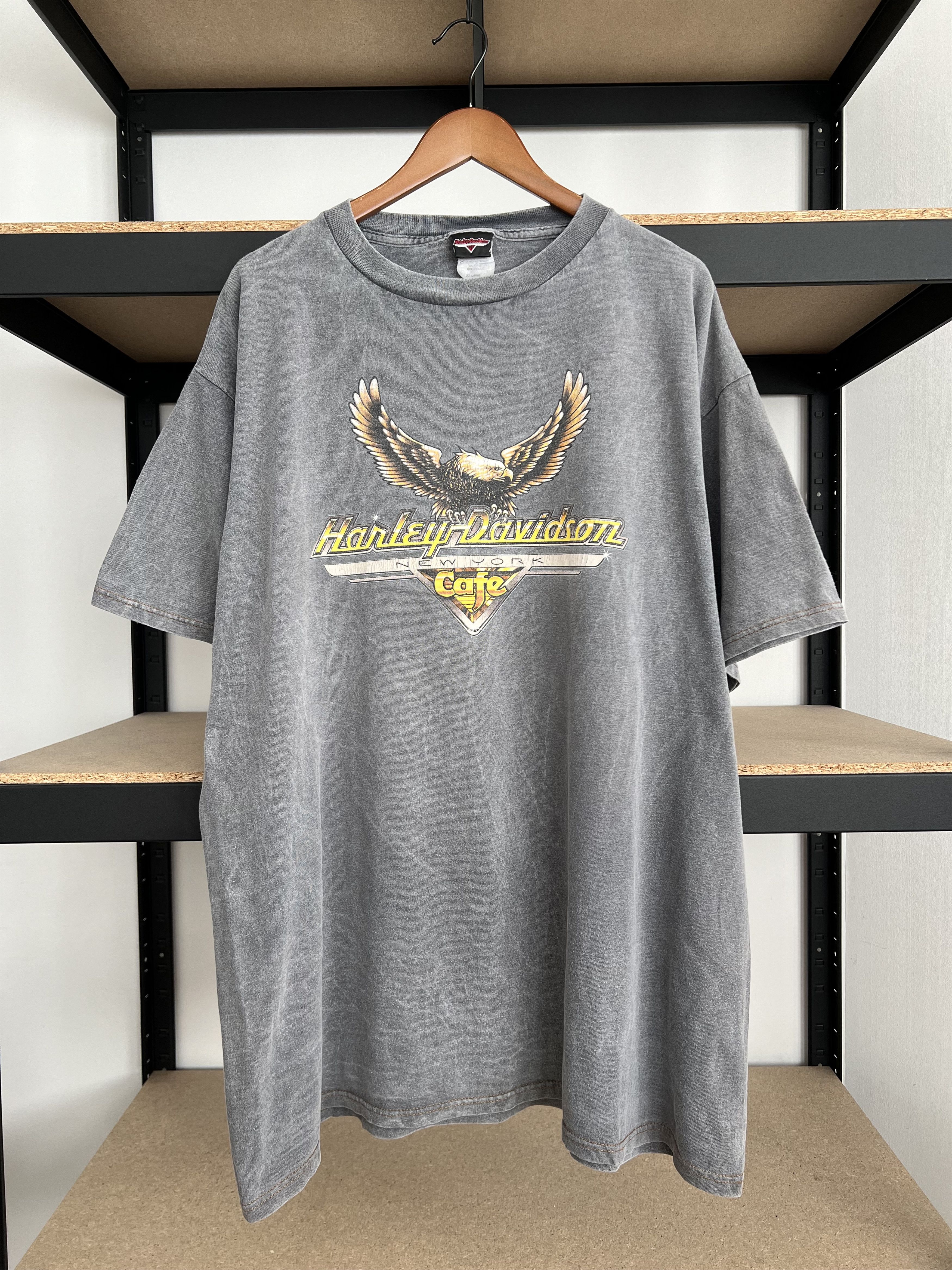 Harley Davidson Vintage 90s Harley Davidson Cafe New York Eagle T-shirt Size US XXL / EU 58 / 5 - 1 Thumbnail