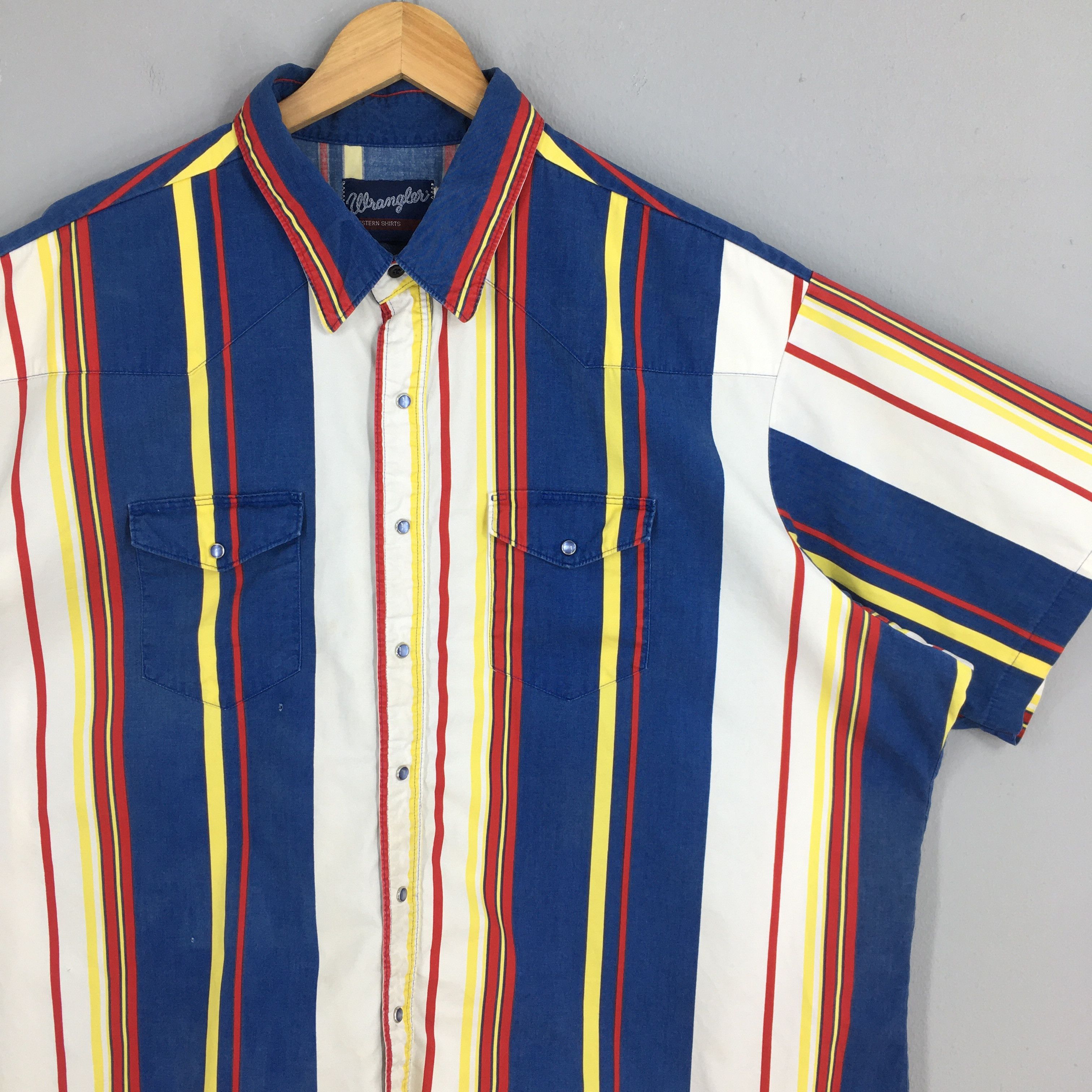 Vintage × Wrangler Vintage Wrangler Striped Western Rodeo Oversized Shirt 4XL Size US XXL / EU 58 / 5 - 2 Thumbnail