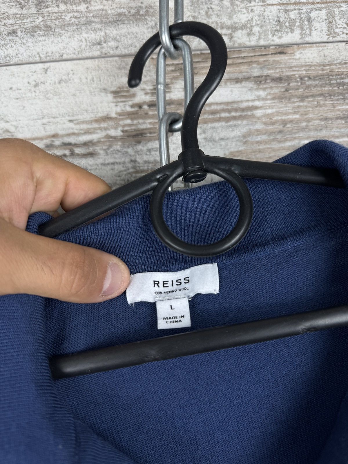 Reiss Mens Vintage Reiss polos merino wool T-shirt blue tee Size US L / EU 52-54 / 3 - 6 Thumbnail