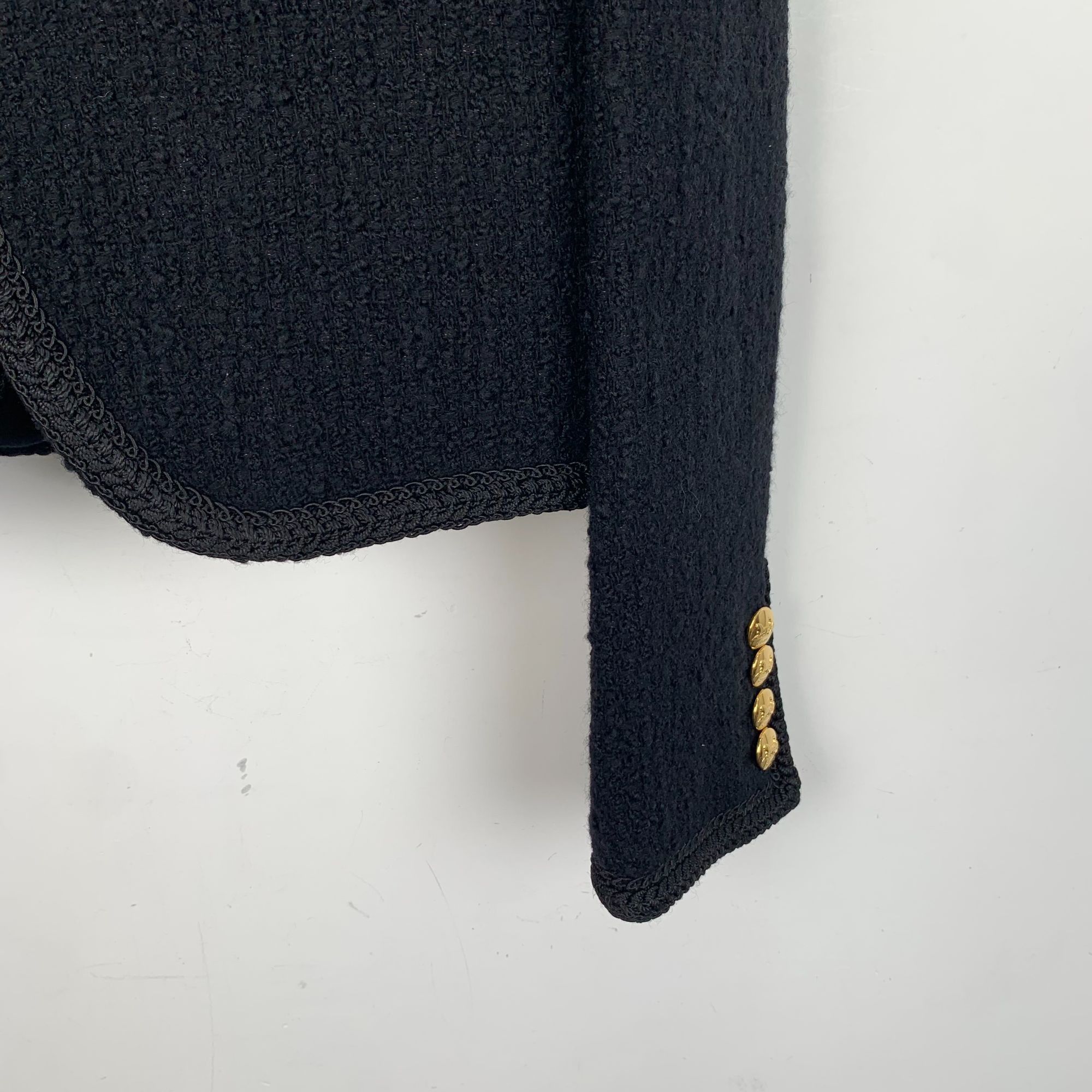 Celine Celine Black Wool Blend Long Sleeve Jacket With Gold Button Size XXS / US 00 / IT 34 - 6 Thumbnail