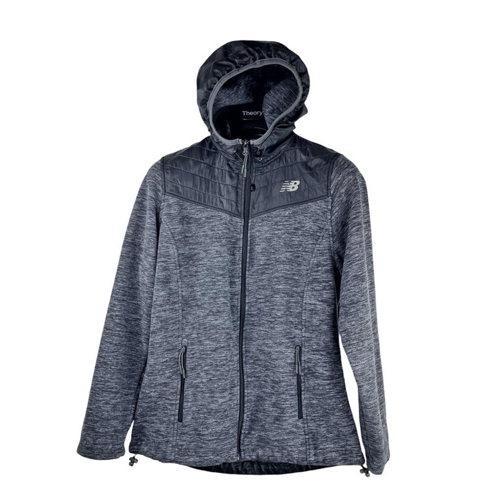 New Balance NEW BALANCE Women's Black & Charcoal Fleece Hoodie Jacket S Size S / US 4 / IT 40 - 1 Thumbnail