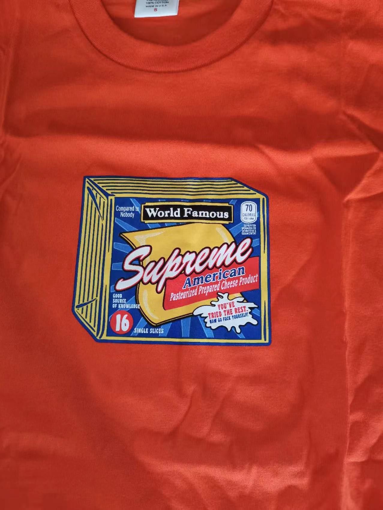 Supreme NEVER WORN* Supreme FW19 Cheese Tee Orange Size US S / EU 44-46 / 1 - 1 Thumbnail