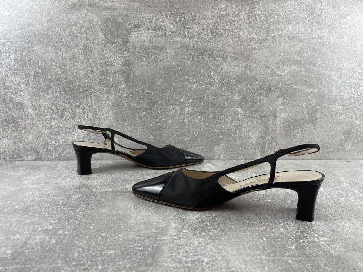 Chanel CHANEL Slingback Pumps 90s Grosgrain Leather Heels Shoes Size US 9 / IT 39 - 5 Thumbnail