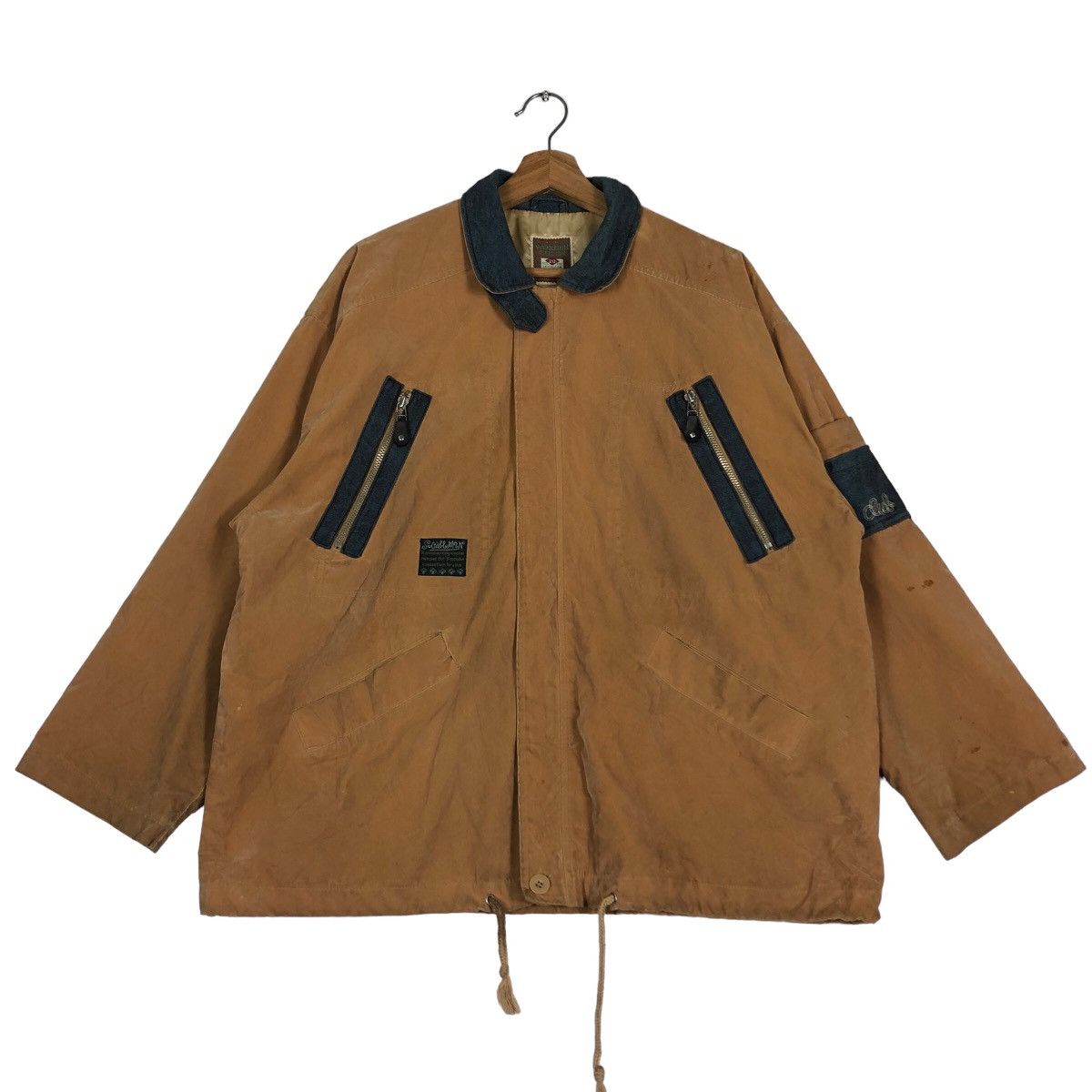 Japanese Brand Vintage Chore Jacket Hybrid Canvas Cargo Pocket IsseyMiyake Size US L / EU 52-54 / 3 - 1 Thumbnail