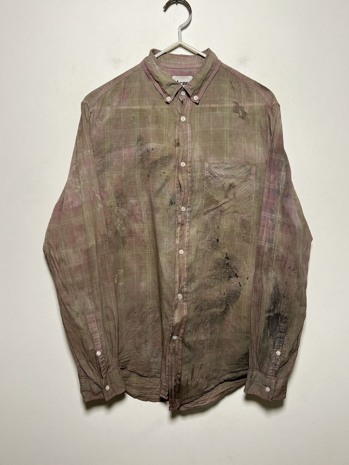 Acne Studios Acne Studios distressed and artfully chaotic painted shirt Size US M / EU 48-50 / 2 - 2 Thumbnail