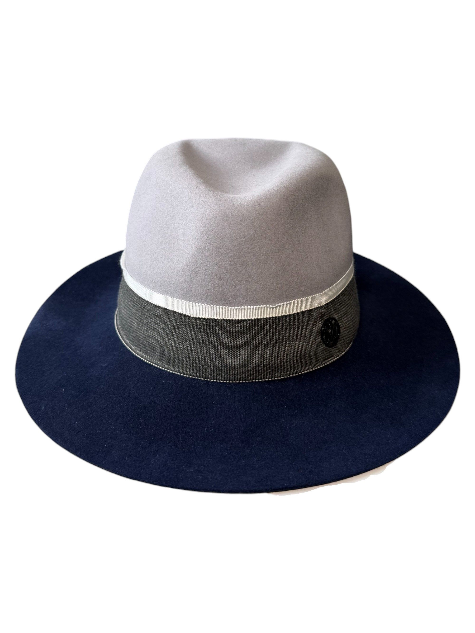 Maison Michel Maison Michel Paris Grey and Navy Virginie Wool-Felt Hat Size ONE SIZE - 2 Thumbnail