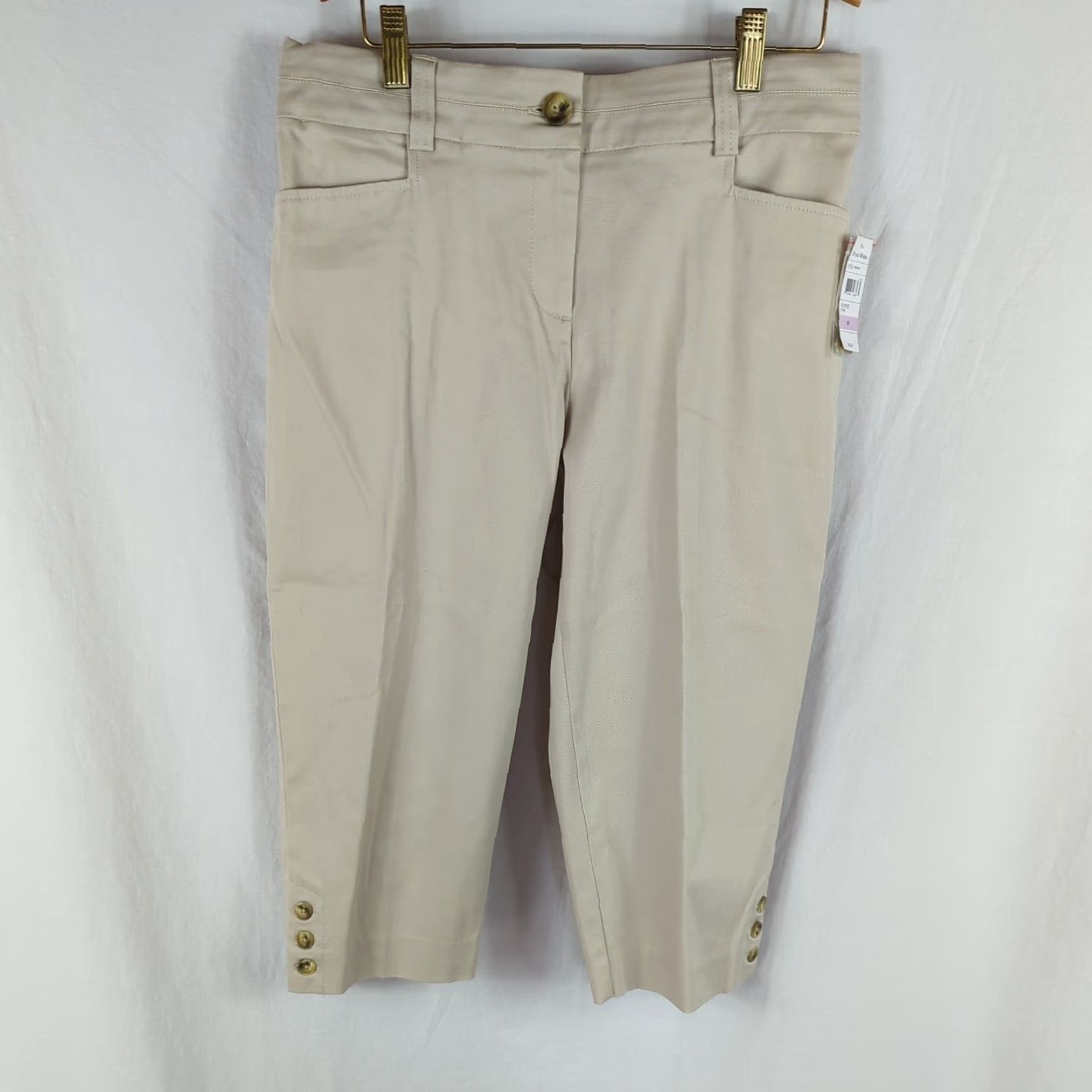 Vintage Studio Works Women's Capri Pants Beige 6 Petite NWT Capri Pants Straight Leg 18.5" Inseam Size 28" / US 6 / IT 42 - 2 Thumbnail
