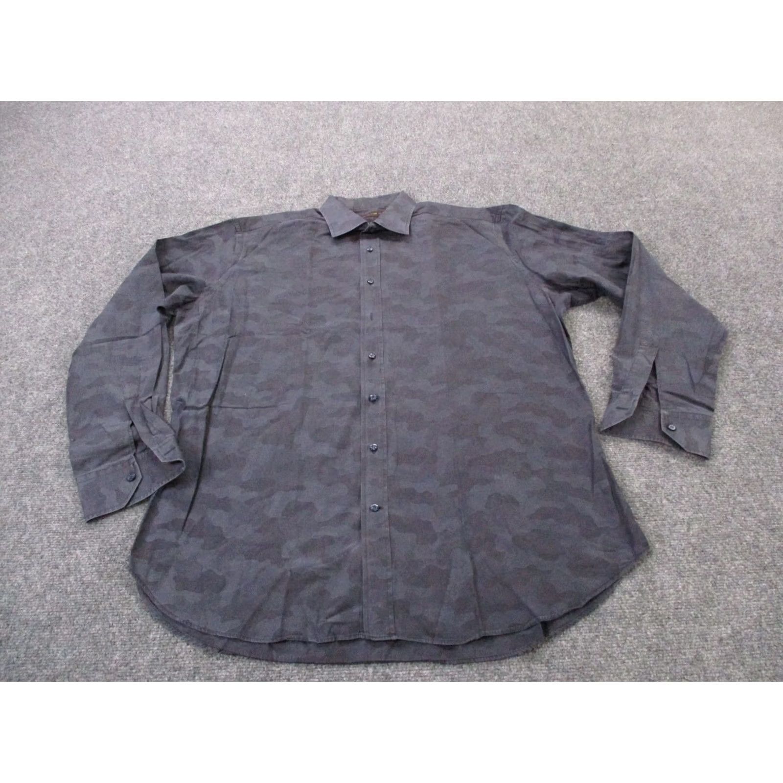 Etro ETRO Shirt Mens XL Gray Camo Button-Up Collared Long Sleeve Casual Business Dress Via Spartaco Milano Italy Size 46R - 2 Thumbnail