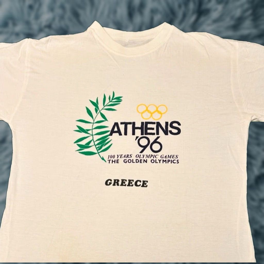 Vintage VINTAGE 90s 1996 Olympic Athens Greece Atlanta 100 Years VTG Shirt Mens Size L White Short Sleeve T-Shirt USA 90s Sports Men Size US L / EU 52-54 / 3 - 1 Thumbnail