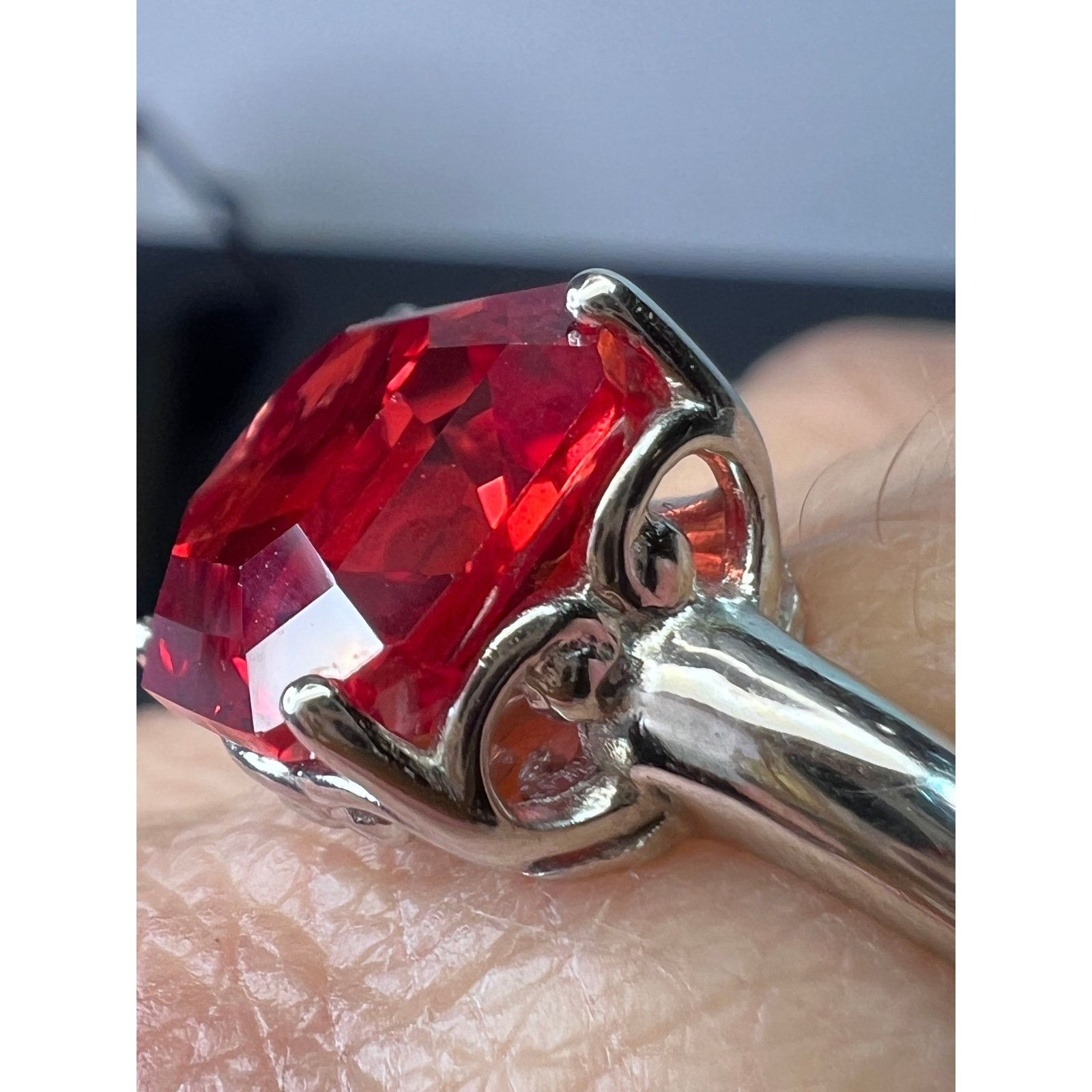 Other Lab padparadscha sapphire 925 solitaire ring size 9 Size ONE SIZE - 10 Thumbnail