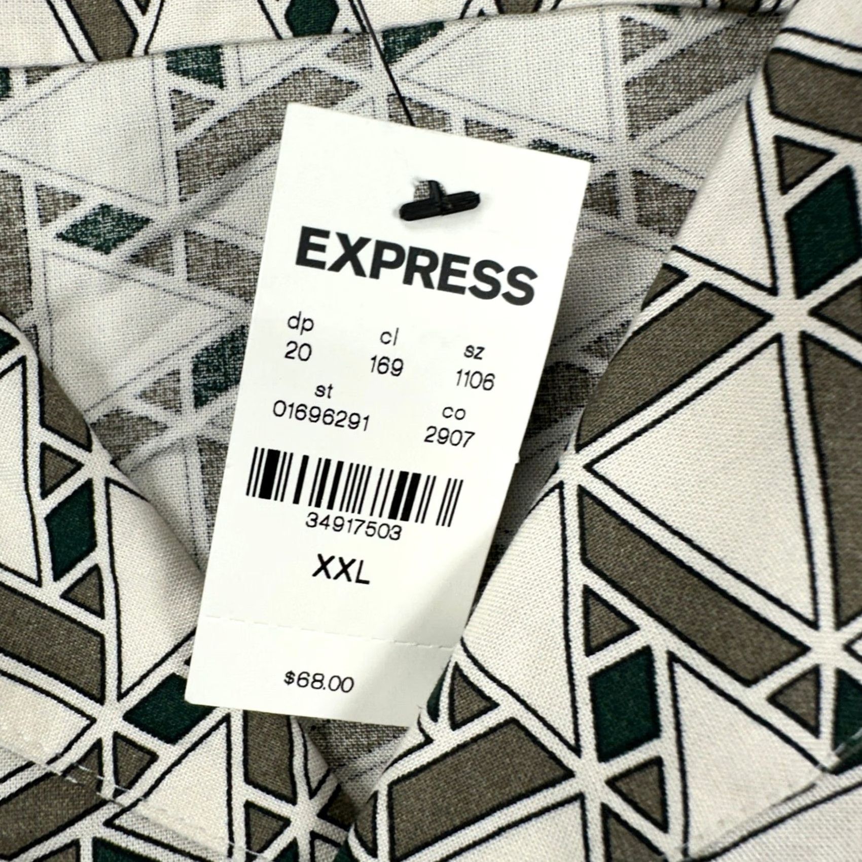 Express VINTAGE Express Mens Button Up Shirt 2XL Gray Geometric Print Short Sleeve Casual NEW Size US XXL / EU 58 / 5 - 6 Thumbnail