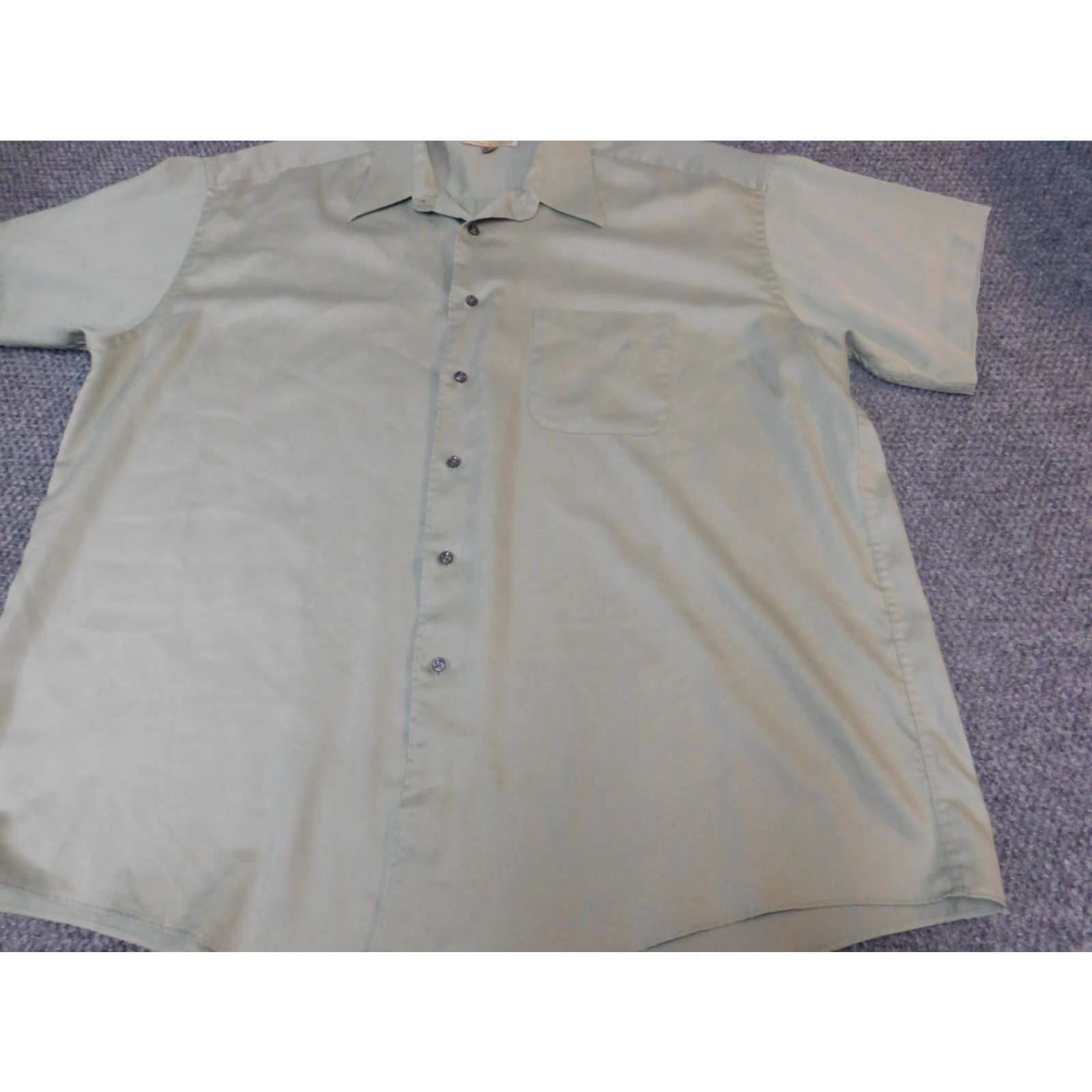 Croft & Barrow Croft & Barrow Shirt Mens 18 Green Button-Down Shirt 18 Green Sateen Cotton Knit Regular Button-Up Collared Long Sleeve Size US XXL / EU 58 / 5 - 2 Thumbnail