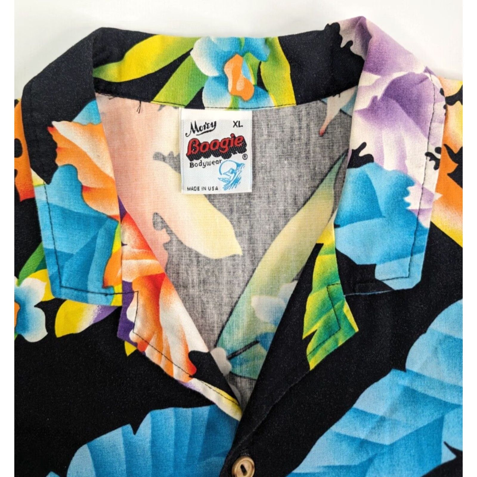 Vintage VINTAGE Morey Boogie Shirt Floral Hawaiian Style 80s XL Blue Men Button-Up Short Sleeve USA Made Size US XL / EU 56 / 4 - 5 Thumbnail