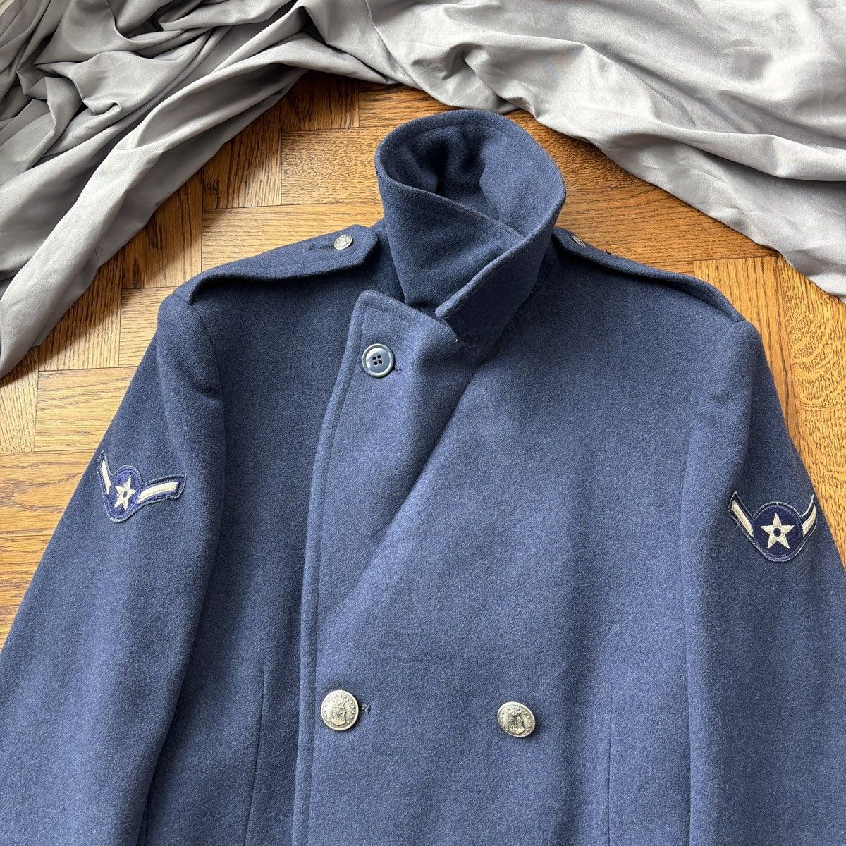 Vintage 1960s USAF Overcoat Vintage Wool Jacket Pembroke Trench 60s Size US S / EU 44-46 / 1 - 4 Thumbnail