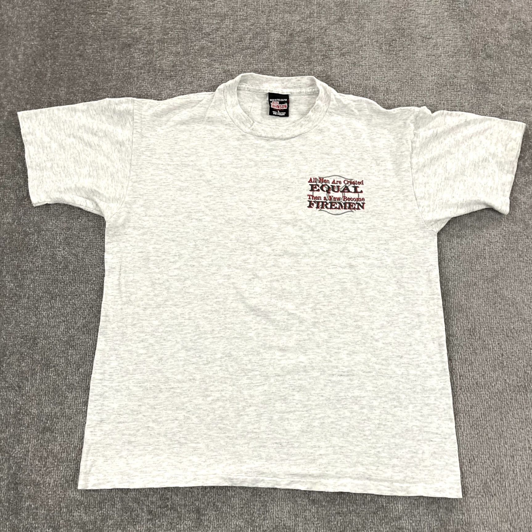 Big John VINTAGE Big Johnson Firefighters T-Shirt Men Large Gray Graphic Flame Fire Service 90s USA Size US L / EU 52-54 / 3 - 3 Thumbnail