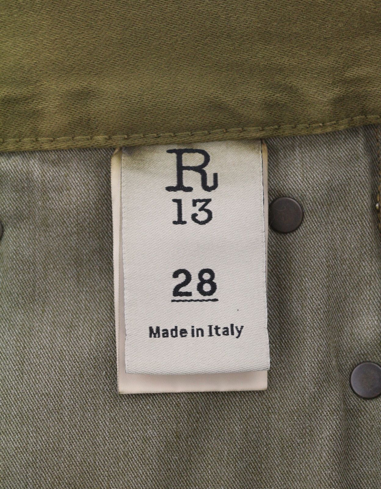 R13 BOYFRIEND 28 Olive Moleskin Zip Fly FW25 Jeans 87211 Size 28" / US 6 / IT 42 - 7 Thumbnail